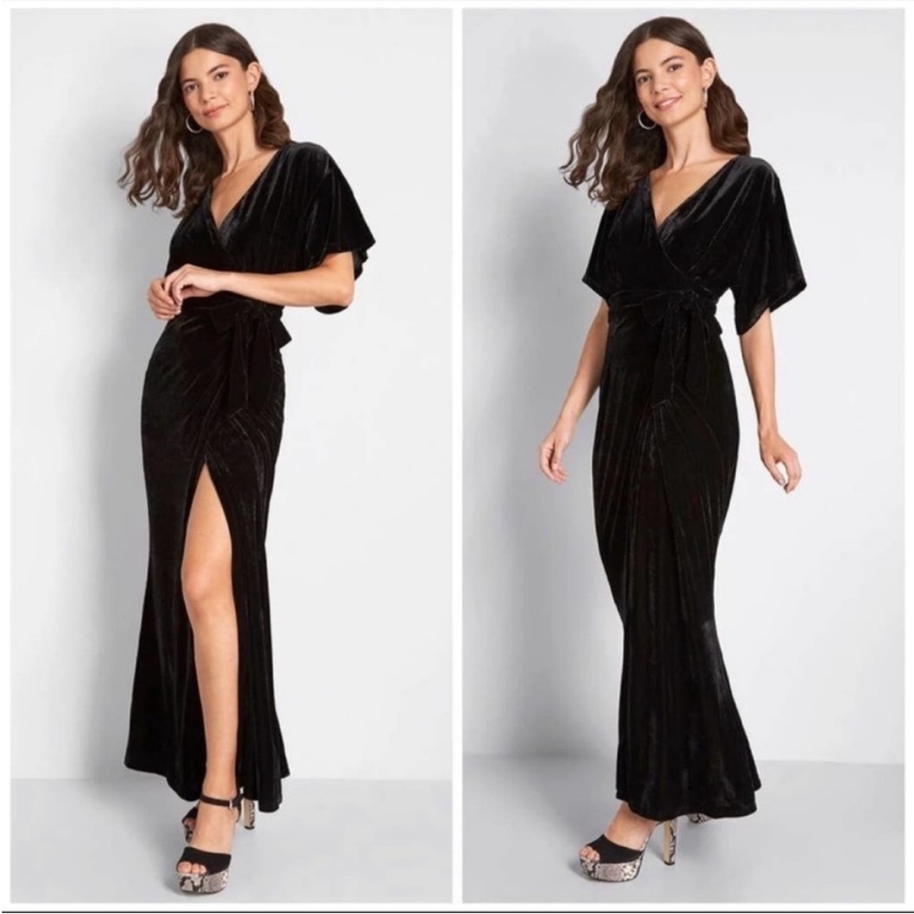 NWT ModCloth x Collectif Keiko Velvet Maxi Dress L 14 Formal Rockabilly Goth